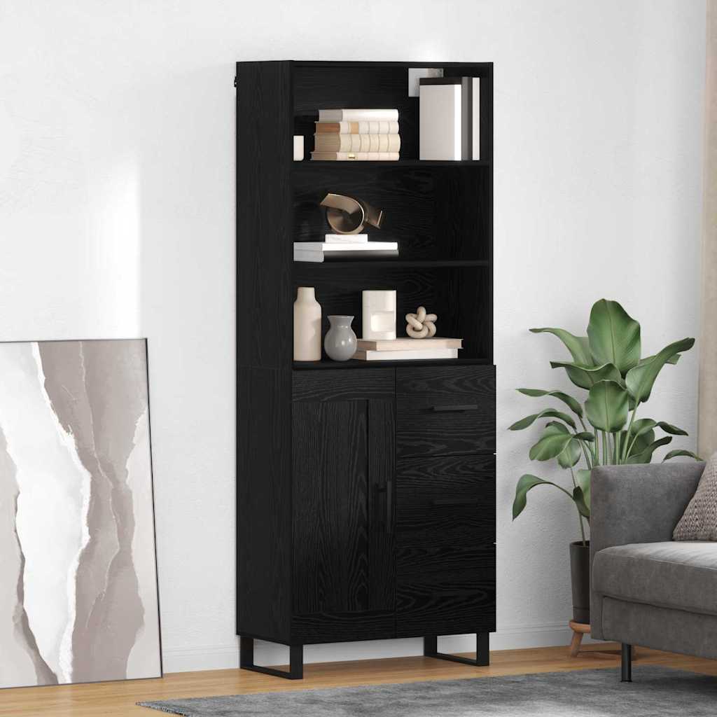 Highboard Schwarz Eichen-Optik 69,5 x 34 x 180 cm Holzwerkstoff