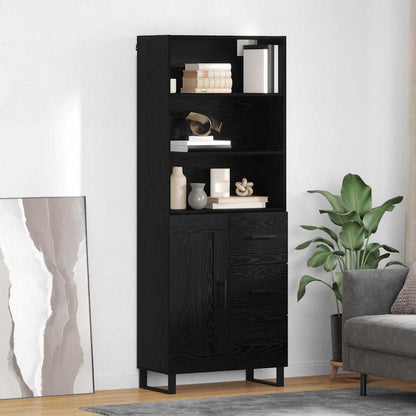 Highboard Schwarz Eichen-Optik 69,5 x 34 x 180 cm Holzwerkstoff