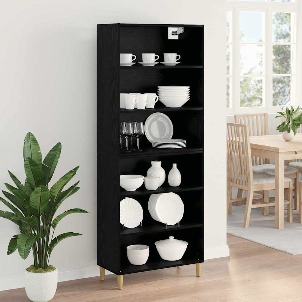 Highboard Schwarz Eichen-Optik 69,5 x 32,5 x 180 cm
