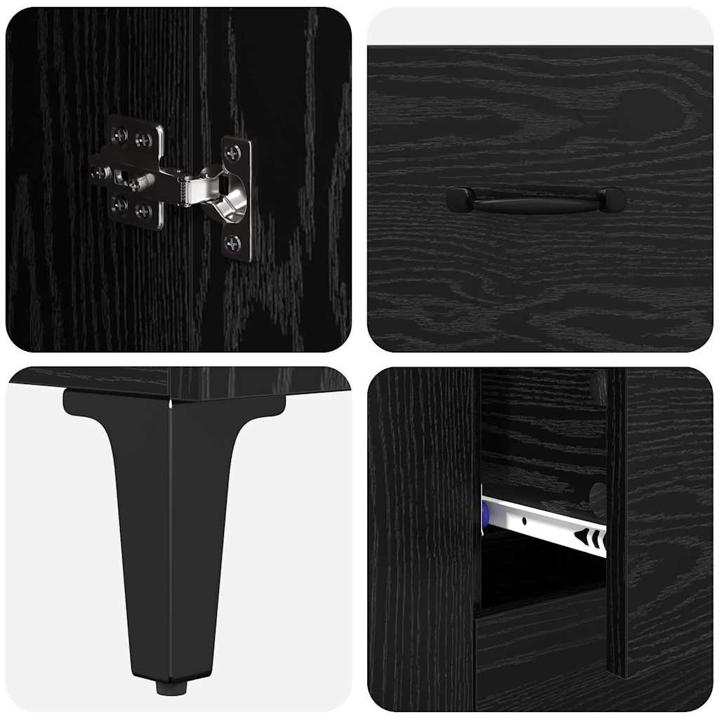 Highboard Schwarz Eichen-Optik 69,5 x 34 x 180 cm Holzwerkstoff