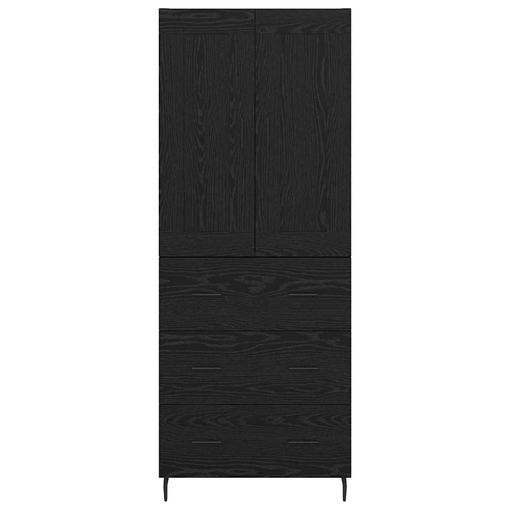 Highboard 2 pcs Schwarz Eichen-Optik Engineered Wood und Glas