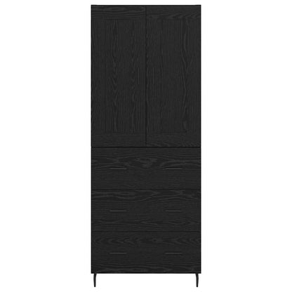 Highboard 2 pcs Schwarz Eichen-Optik Engineered Wood und Glas