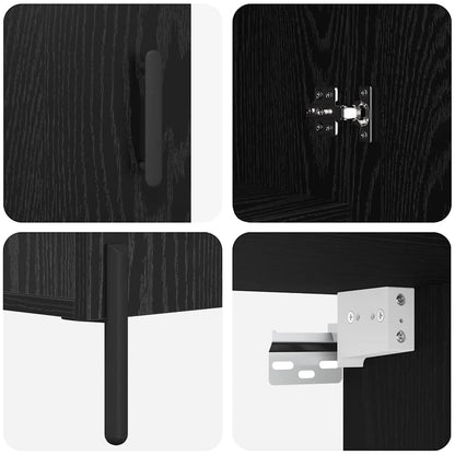 Highboard Schwarz Eichen-Optik 69,5 x 34 x 180 cm Holzwerkstoff