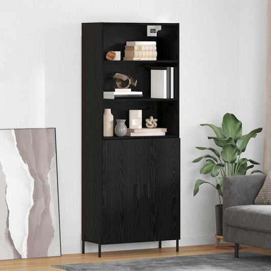 Highboard Schwarz Eichen-Optik 69,5 x 34 x 180 cm Holzwerkstoff
