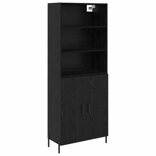 Highboard Schwarz Eichen-Optik 69,5 x 34 x 180 cm Holzwerkstoff