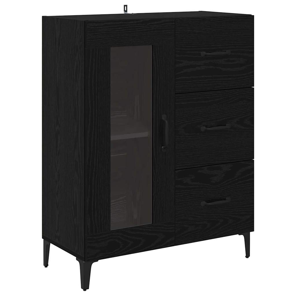 Highboard Schwarz Eichen-Optik 69,5 x 34 x 180 cm Holzwerkstoff