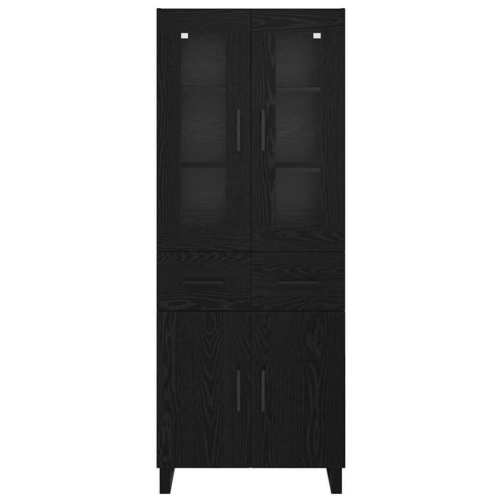 Highboard 2 pcs Schwarz Eichen-Optik Engineered Wood und Glas