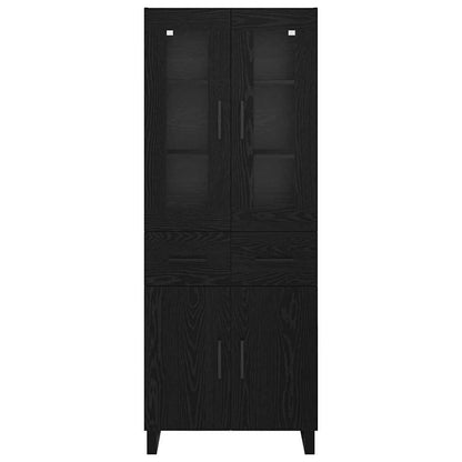 Highboard 2 pcs Schwarz Eichen-Optik Engineered Wood und Glas