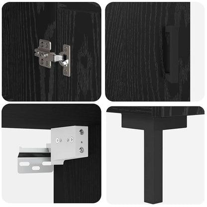 Highboard Schwarz Eichen-Optik 69,5 x 34 x 180 cm Holzwerkstoff