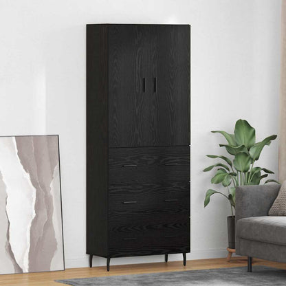 Highboard Schwarz Eichen-Optik 69,5 x 34 x 180 cm