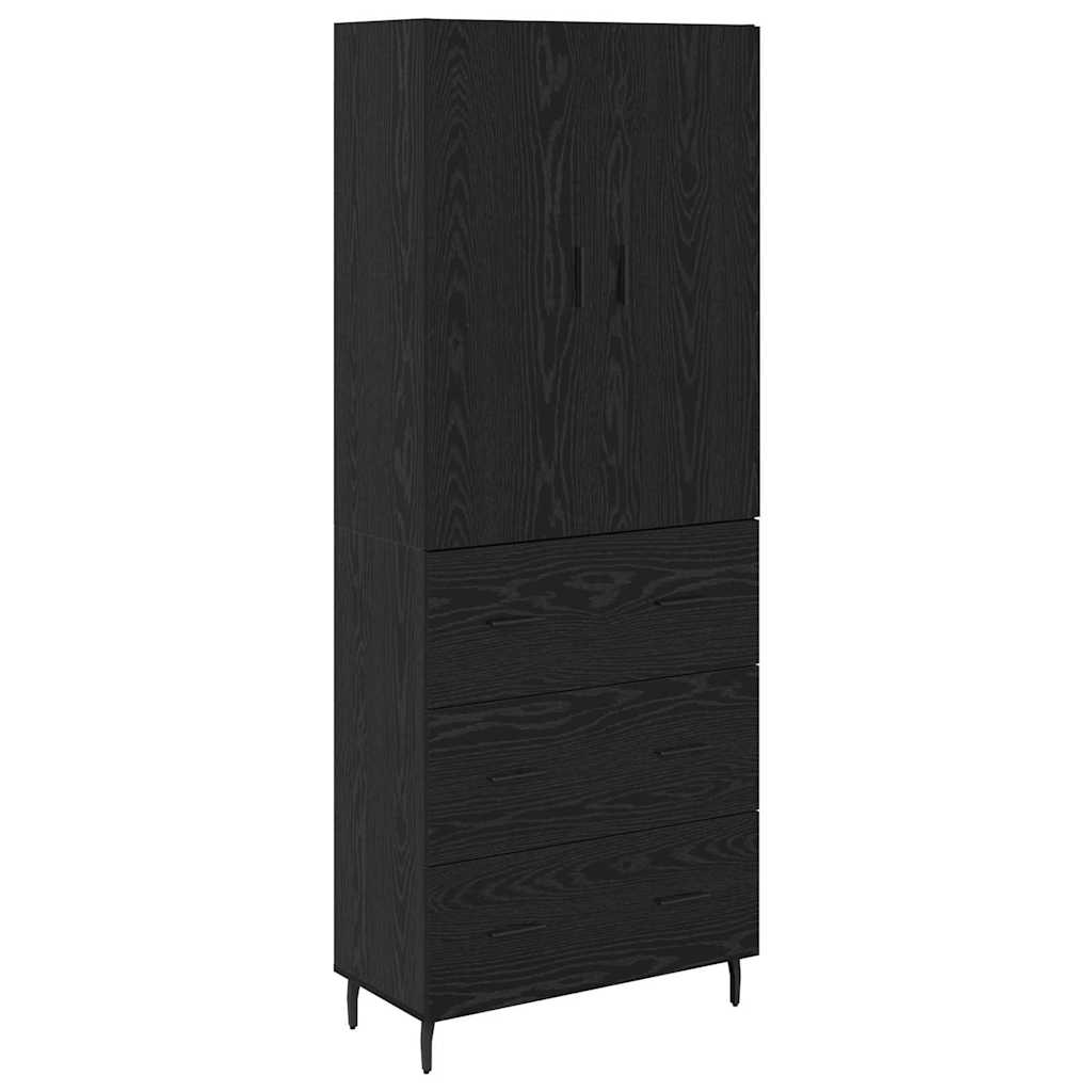 Highboard Schwarz Eichen-Optik 69,5 x 34 x 180 cm