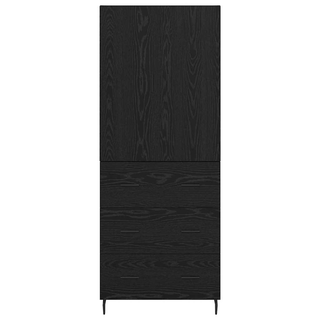 Highboard Schwarz Eichen-Optik 69,5 x 34 x 180 cm