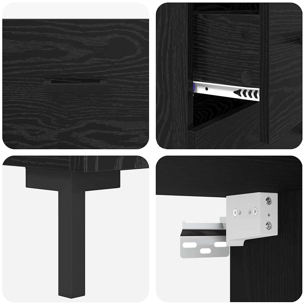 Highboard Schwarz Eichen-Optik 69,5 x 34 x 180 cm Holzwerkstoff