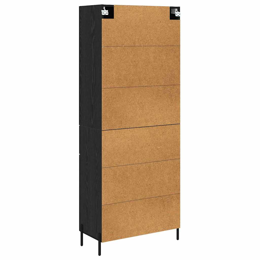 Highboard Schwarz Eichen-Optik 69,5 x 34 x 180 cm Holzwerkstoff