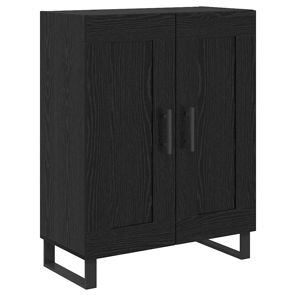 Highboard 2 pcs Schwarz Eichen-Optik Engineered Wood und Glas