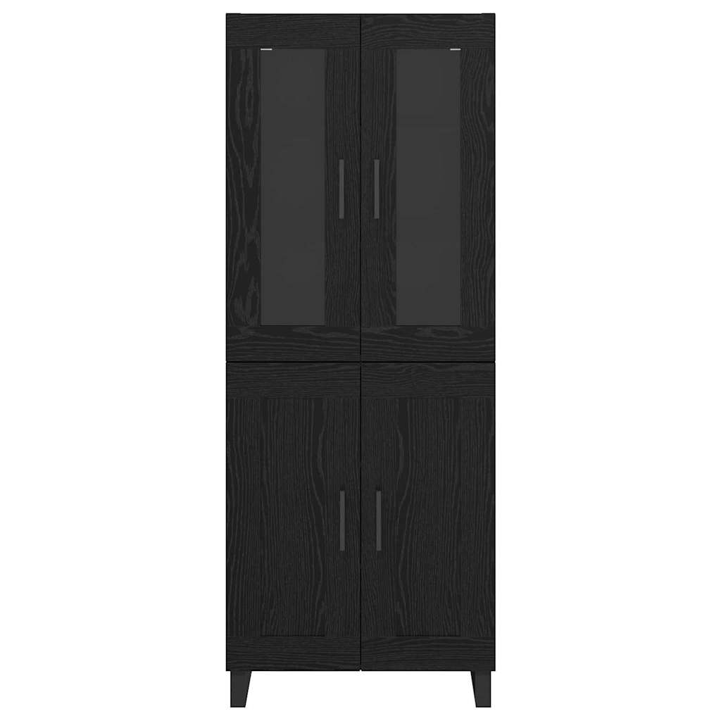 Highboard 2 pcs Schwarz Eichen-Optik Engineered Wood und Glas