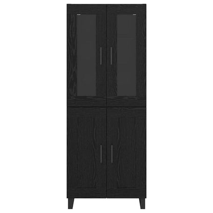 Highboard 2 pcs Schwarz Eichen-Optik Engineered Wood und Glas