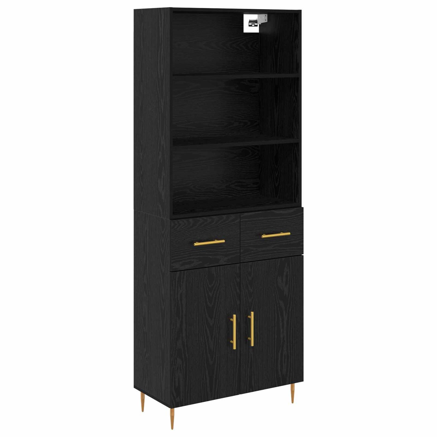 Highboard Schwarz Eichen-Optik 69,5 x 34 x 180 cm Holzwerkstoff