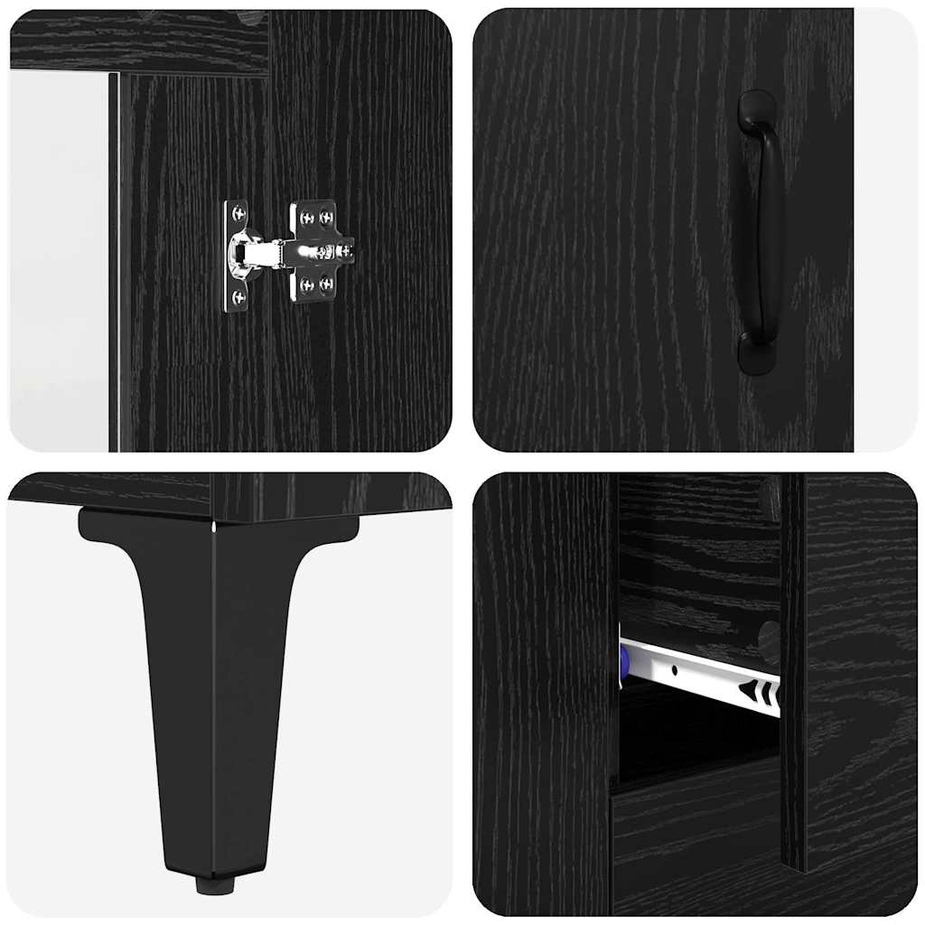 Highboard Schwarz Eichen-Optik 69,5 x 34 x 180 cm Holzwerkstoff