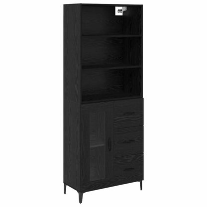 Highboard Schwarz Eichen-Optik 69,5 x 34 x 180 cm Holzwerkstoff