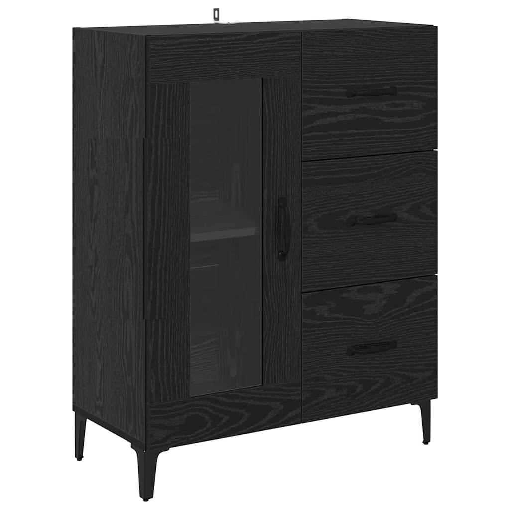 Highboard Schwarz Eichen-Optik 69,5 x 34 x 180 cm Holzwerkstoff