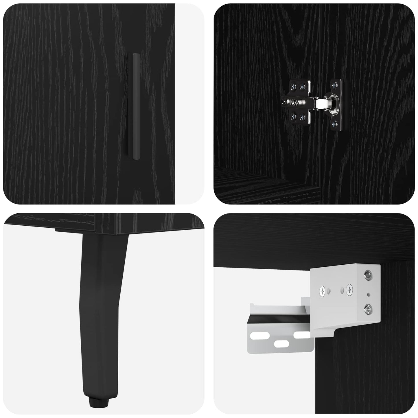 Highboard Schwarz Eichen-Optik 69,5 x 34 x 180 cm