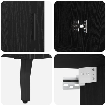 Highboard Schwarz Eichen-Optik 69,5 x 34 x 180 cm