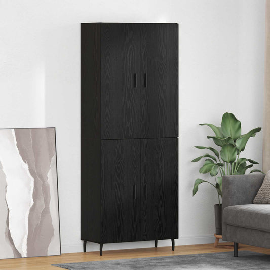 Highboard Schwarz Eichen-Optik 69,5 x 34 x 180 cm