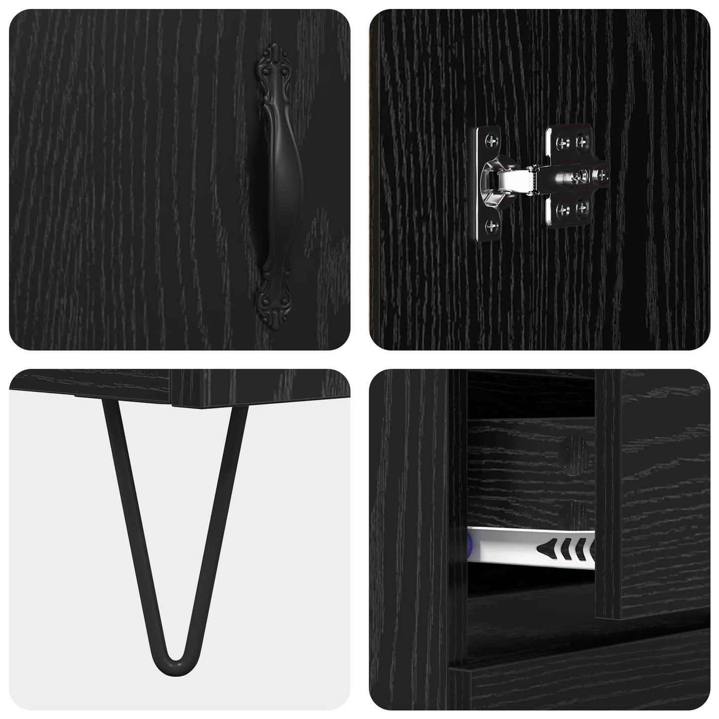 Highboard Schwarz Eichen-Optik 69,5 x 34 x 180 cm Holzwerkstoff