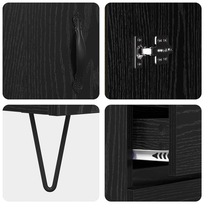 Highboard Schwarz Eichen-Optik 69,5 x 34 x 180 cm Holzwerkstoff