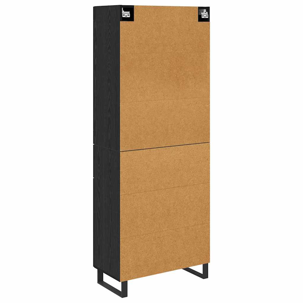 Highboard Schwarz Eichen-Optik 69,5 x 34 x 180 cm Holzwerkstoff