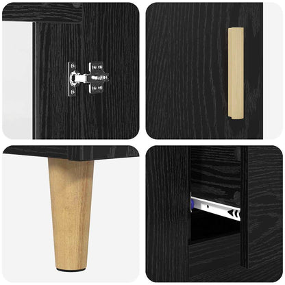 Highboard Schwarz Eichen-Optik 69,5 x 34 x 180 cm Holzwerkstoff