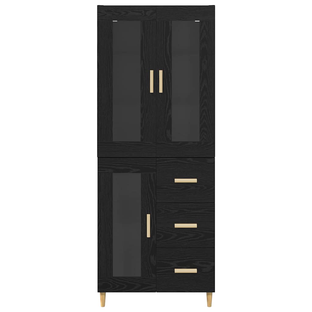 Highboard Schwarz Eichen-Optik 69,5 x 34 x 180 cm Holzwerkstoff