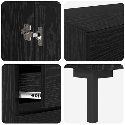 Highboard 2 pcs Schwarz Eichen-Optik Holzwerkstoff