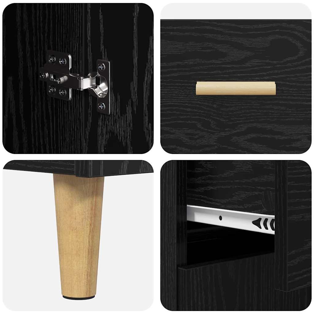 Highboard Schwarz Eichen-Optik 69,5 x 34 x 180 cm Holzwerkstoff