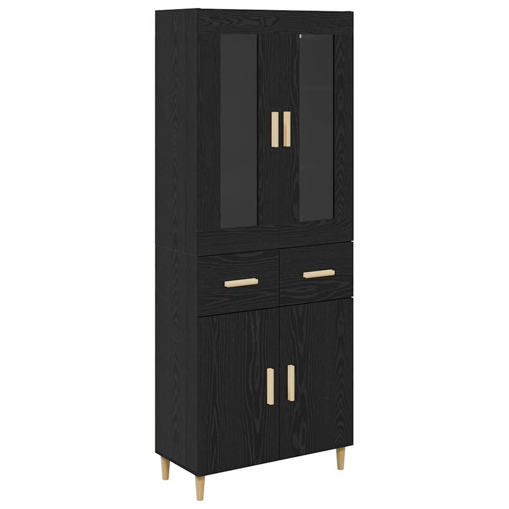 Highboard Schwarz Eichen-Optik 69,5 x 34 x 180 cm Holzwerkstoff