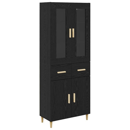 Highboard Schwarz Eichen-Optik 69,5 x 34 x 180 cm Holzwerkstoff