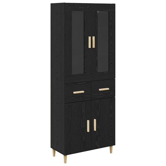 Highboard Schwarz Eichen-Optik 69,5 x 34 x 180 cm Holzwerkstoff