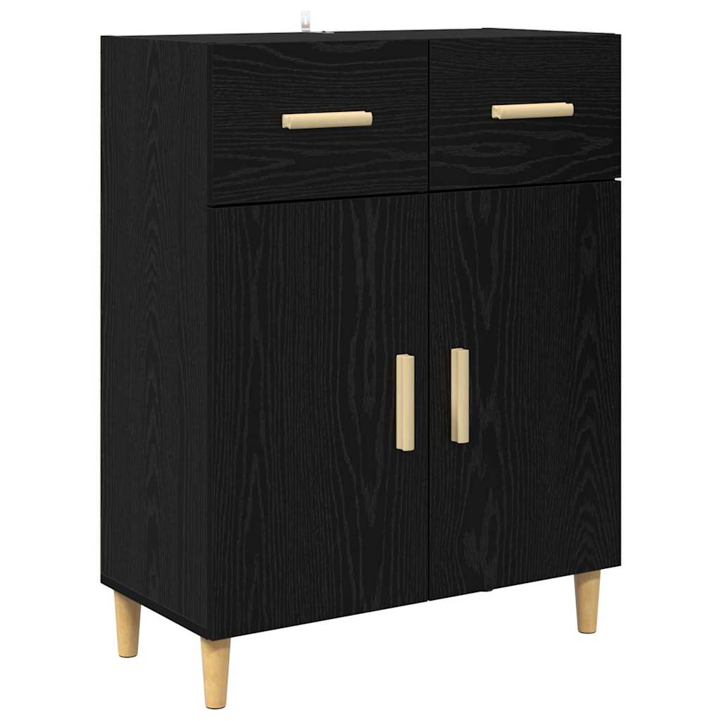 Highboard Schwarz Eichen-Optik 69,5 x 34 x 180 cm Holzwerkstoff