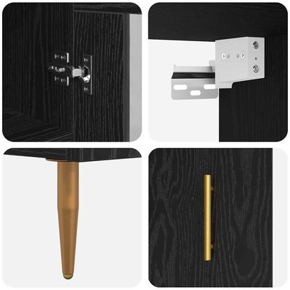 Highboard 2 pcs Schwarz Eichen-Optik Holzwerkstoff