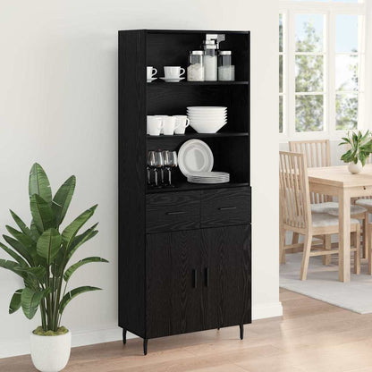 Highboard Schwarz Eichen-Optik 69,5 x 34 x 180 cm