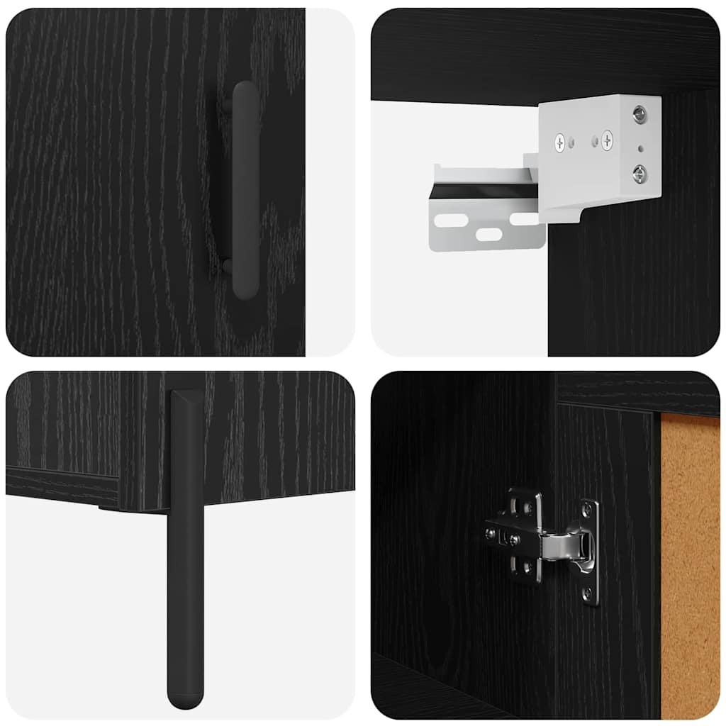 Highboard 2 pcs Schwarz Eichen-Optik Holzwerkstoff