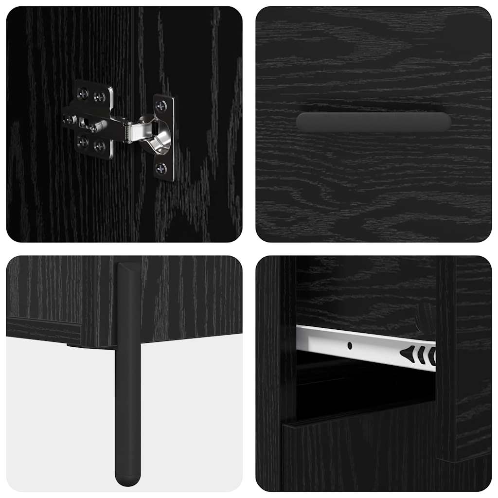 Highboard 2 pcs Schwarz Eichen-Optik Holzwerkstoff