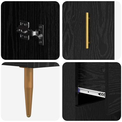 Highboard Schwarz Eichen-Optik 69,5 x 34 x 180 cm Holzwerkstoff