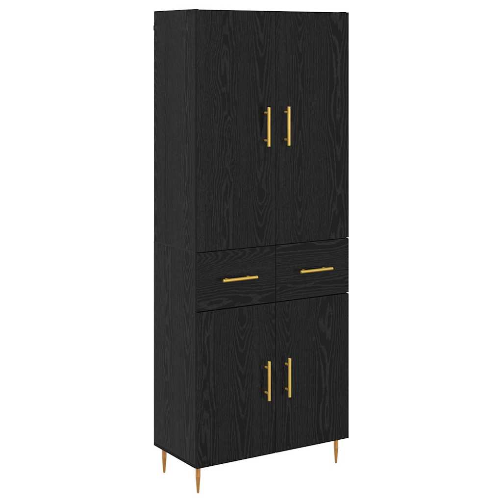 Highboard Schwarz Eichen-Optik 69,5 x 34 x 180 cm Holzwerkstoff