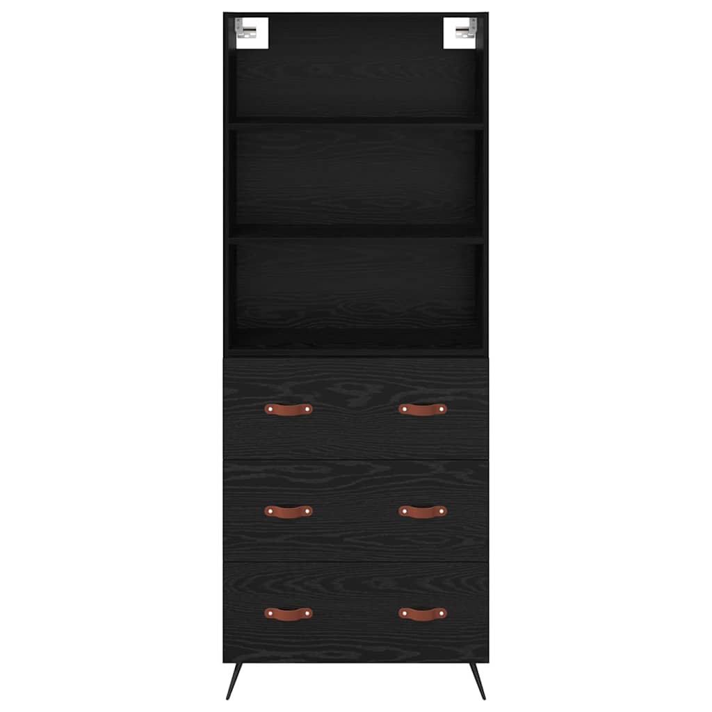 Highboard Schwarz Eichen-Optik 69,5 x 34 x 180 cm Holzwerkstoff