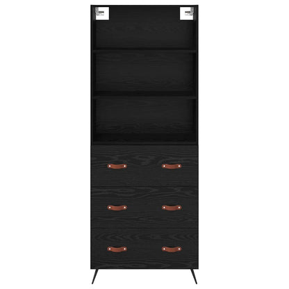 Highboard Schwarz Eichen-Optik 69,5 x 34 x 180 cm Holzwerkstoff