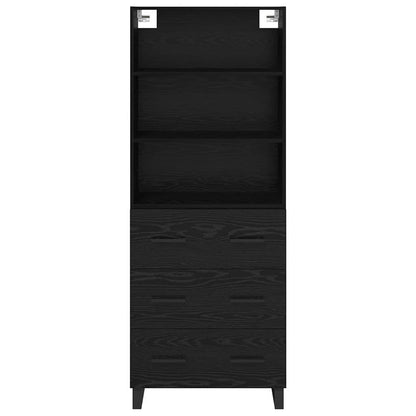 Highboard Schwarz Eichen-Optik 69,5 x 34 x 180 cm Holzwerkstoff