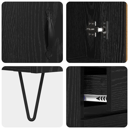 Highboard Schwarz Eichen-Optik 69,5 x 34 x 180 cm Holzwerkstoff