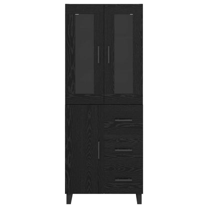 Highboard 2 pcs Schwarz Eichen-Optik Engineered Wood und Glas